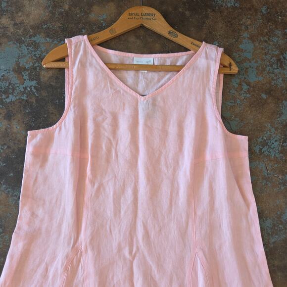 J Jill Love Linen Pink Sleeveless Midi Dress Size S NWT Ballet Slipper V Neck - Picture 2 of 7